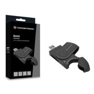 4015867229514 | P/N: BIAN04B | Cod. Artículo: DSP0000018532 Lector de tarjetas externo usb 3.0 4 en 1 conceptronic bian04b sd - sdhc - sdxc micro sd -  t flash