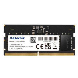 4711085936561 | P/N: AD5S48008G-S | Cod. Artículo: DSP0000027176 Memoria ram ddr5 8gb adata sodimm 4800mhz