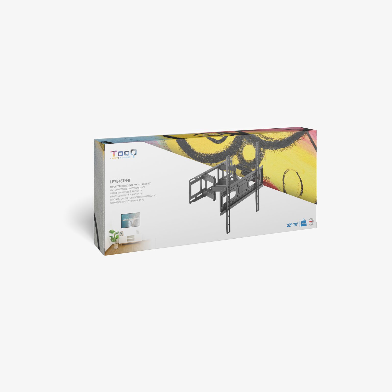 Soporte de pared tooq para pantallas 32 pulgadas - 70 pulgadas inclinable - Imagen 5