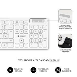 8436586742560 | P/N: SUBKBC-CSSW11 | Cod. Artículo: DSP0000021701 Teclado + raton subblim subkbc - cssw11 inalambrico