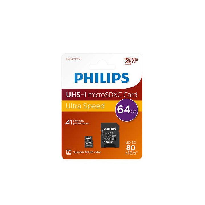 Tarjeta memoria micro sdxc philips 64gb clase 10 + adaptador sd - Imagen 2