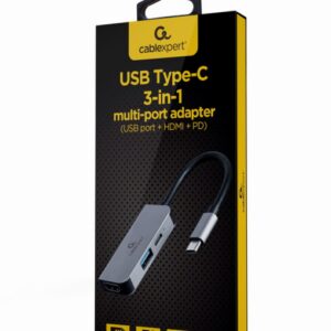 ADAPTADOR MULTIPUERTO USB TIPO C 3 EN 1 PUERTO USB HDMI PD PLATA 8716309124188 A-CM-COMBO3-02