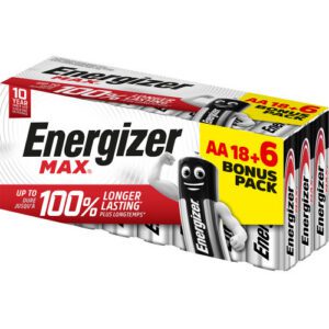 CAJA 18+6 PILAS ALKALINAS MAX TIPO LR6 (AA) ENERGIZER E303513106 7638900439076 | P/N: E303513106 | Ref. Artículo: 1324074
