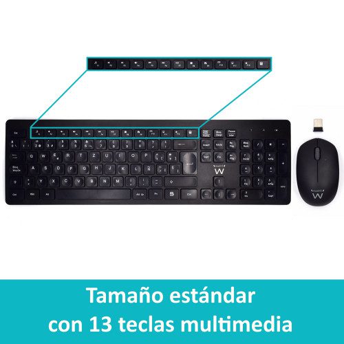 Ewent EW3256 teclado RF inalámbrico QWERTY Español Negro - Imagen 4