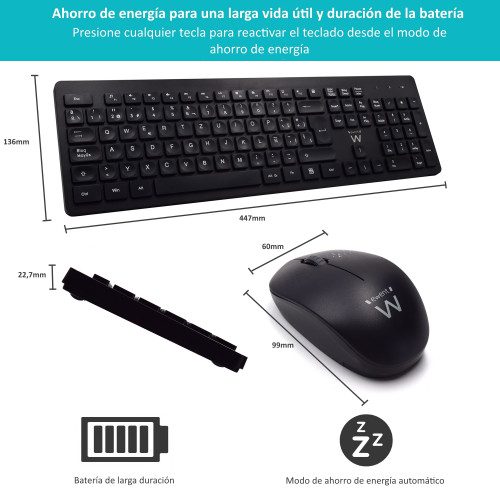 Ewent EW3256 teclado RF inalámbrico QWERTY Español Negro - Imagen 6