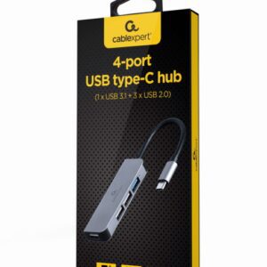 HUB USB GEMBIRD TIPO C DE 4 PUERTOS 1 X USB 3.1 Y 3 X USB 2.0 8716309124225 UHB-CM-U3P1U2P3-01