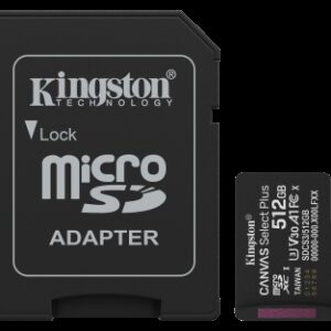 Kingston Technology 512GB microSDXC Canvas Select Plus Gen3 150MB/s A1 (Incluye adaptador de SD) 0740617348552 | P/N: SDCS3/512GB | Ref. Artículo: 1400991