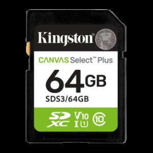 Kingston Technology 64 GB SDXC Canvas Select Plus Gen3 100 MB/s C10 UHS-I U1 V10 0740617348255 | P/N: SDS3/64GB | Ref. Artículo: 1400999
