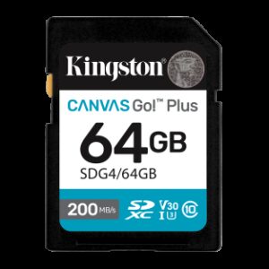 Kingston Technology 64GB SDXC Canvas Go Plus Gen4 200MB/s C10 UHS-I U3 V30 0740617347678 | P/N: SDG4/64GB | Ref. Artículo: 1396081