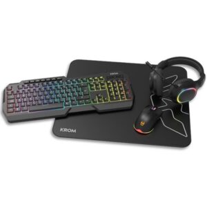 Pack Gaming Krom Kenta/ Teclado RGB + Ratón + Alfombrilla + Auriculares 8436587976377 NXKROMKENTAPSP KROM-PACK KENTA BK