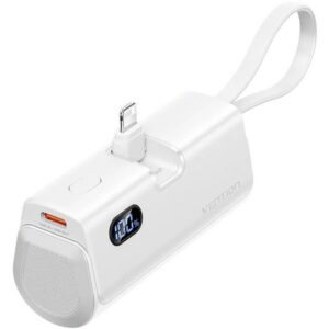 Powerbank 4800mAh Vention FHRW0/ 22.5W/ Blanca/ Incluye Cable USB Tipo-C y Lightning 6922794784604 FHRW0 VEN-BAT FHRW0