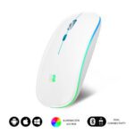 RATÓN ÓPTICO INALÁMBRICO 2.4G Y BT RGB LED DUAL FLAT MOUSE WHITE 8436586742034 | P/N: SUBMO-LDFLAT2 | Ref. Artículo: 1352975