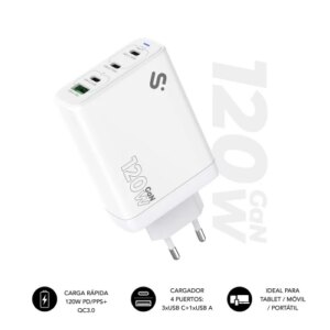 SUBBLIM CARGADOR GAN 120W CHARGER USB C+C+C+A 8436586743529 | P/N: SUBCHG-6G1204 | Ref. Artículo: 1400585