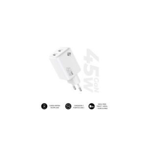 SUBBLIM CARGADOR GAN 45W CHARGER USB C+C 8436586743635 | P/N: SUBCHG-6G4520 | Ref. Artículo: 1400591
