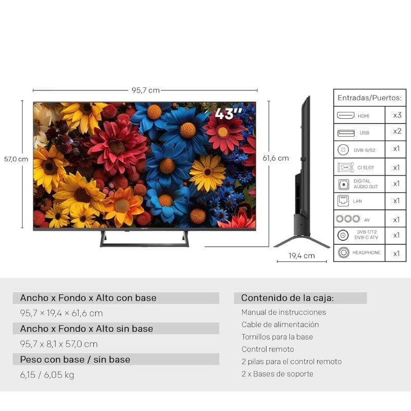 Televisor Metz QLED+ 43MQF7500Z 43"/ Ultra HD 4K/ Smart TV/ WiFi - Imagen 2