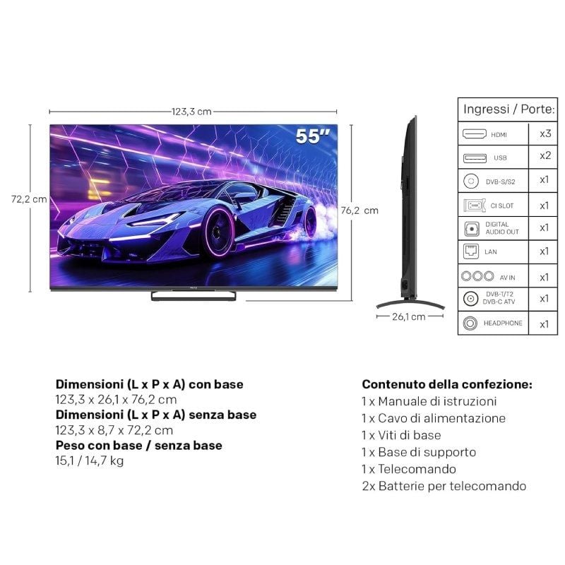 Televisor Metz QLED-MiniLED 55MNE8000Z 55"/ Ultra HD 4K/ Smart TV/ WiFi - Imagen 3
