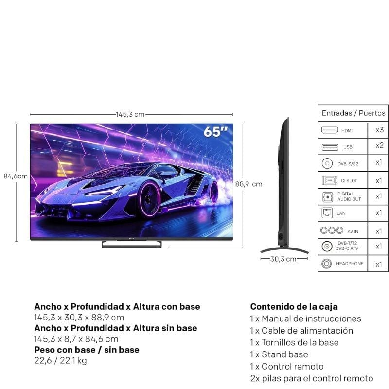 Televisor Metz QLED-MiniLED 65MNE8000Z 65"/ Ultra HD 4K/ Smart TV/ WiFi - Imagen 3