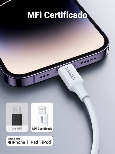 Ugreen 10493 cable de conector Lightning 1 m Blanco - Imagen 5