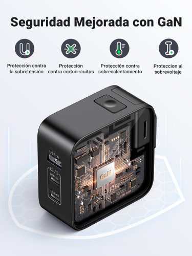 Ugreen 65W Nexode GaN Auriculares, Teléfono móvil, Portátil, Reloj inteligente, Tableta Gris USB Carga rápida Interior - Imagen 7