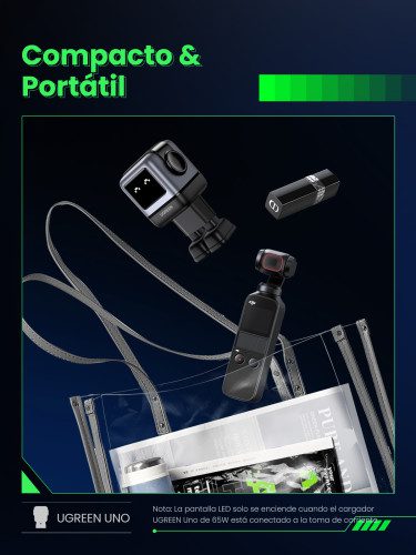 Ugreen Nexode RG 65W 3-Port GaN Ordenador portátil, Teléfono móvil, Portátil, Batería portátil, Teléfono Gris Corriente alterna Carga rápida Interior - Imagen 12