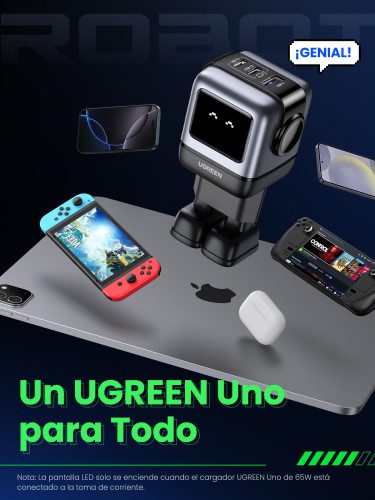 Ugreen Nexode RG 65W 3-Port GaN Ordenador portátil, Teléfono móvil, Portátil, Batería portátil, Teléfono Gris Corriente alterna Carga rápida Interior - Imagen 10