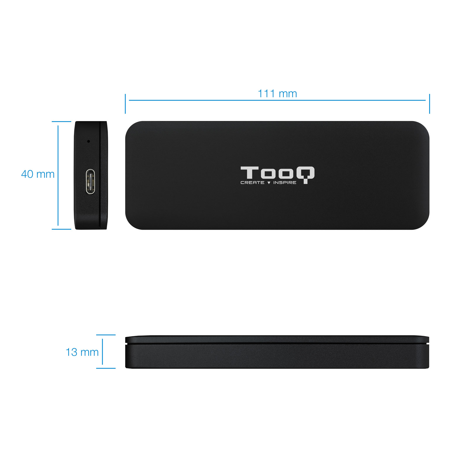 Caja externa tooq tqe - 2280b para ssd m.2 usb tipo c negro - Imagen 3