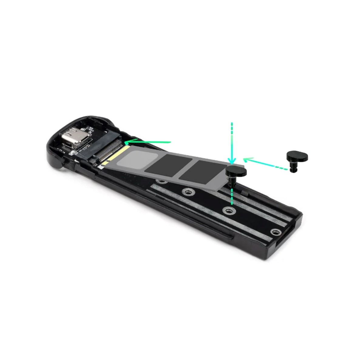 Carcasa disco duro tooq tqe - 2202s para ssd m.2 usb tipo c plata - Imagen 2
