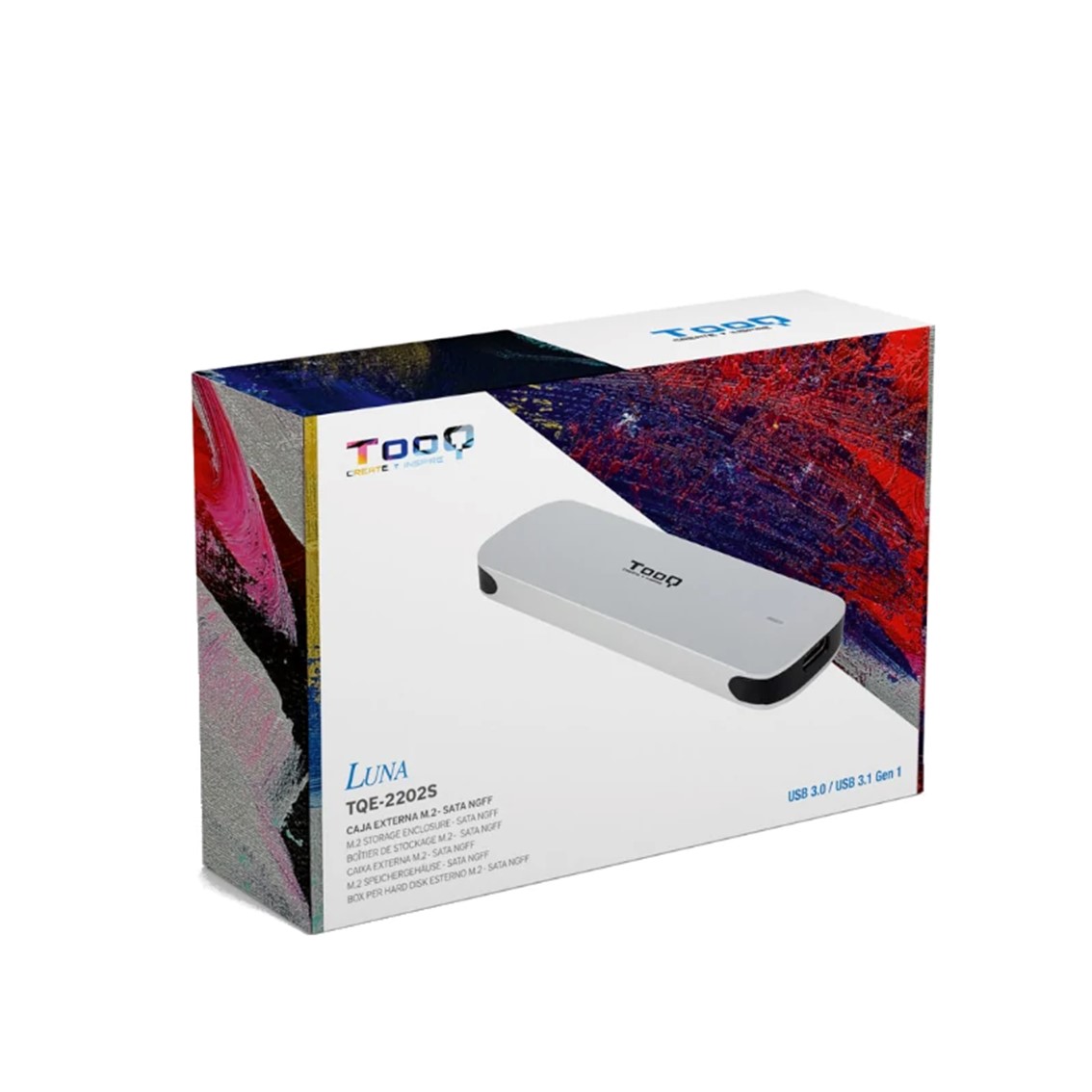 Carcasa disco duro tooq tqe - 2202s para ssd m.2 usb tipo c plata - Imagen 4