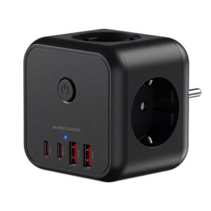8435693114048 | P/N: MDCUBE20 | Cod. Artículo: DSP0000039914 Cargador de pared mars gaming md - cube20 20w 3x schuko 2x usb tipo c 2x usb tipo a negro