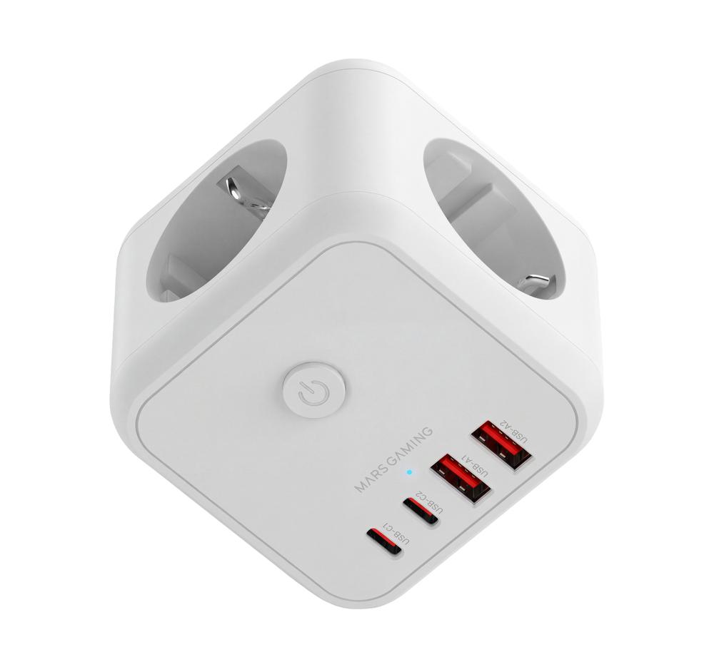 Cargador de pared mars gaming md - cube20w 20w 3x schuko 2x usb tipo c 2x usb tipo a blanco - Imagen 2
