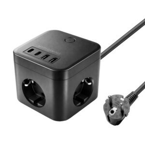 8435693114086 | P/N: MDCUBE35 | Cod. Artículo: DSP0000039915 Cargador de pared mars gaming md - cube35 35w 3x schuko 2x usb tipo c 2x usb tipo a negro