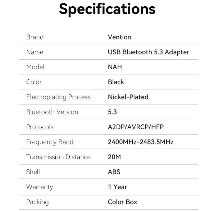 Adaptador USB - Bluetooth 5.3 Vention NAHB0 - Imagen 3