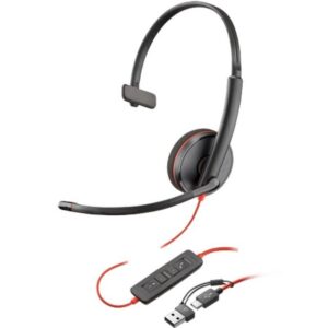 Auricular Poly Blackwire 3210 + Adaptador USB-C/A/ con Micrófono/ USB Tipo-C/ Bulk/ Negro 197498433059 8X214A6 HP-POL 8X214A6