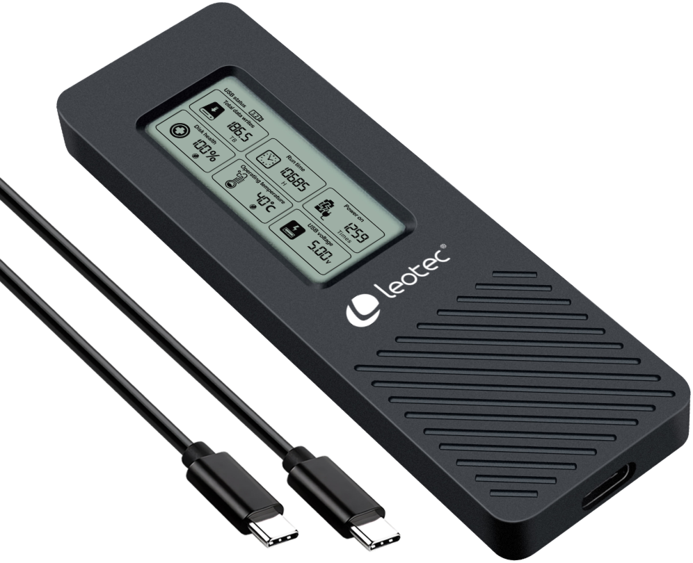 CARCASA HDD LEOTEC M.2 NVME CON PANEL LCD 8436588882943 LEM2EXT01