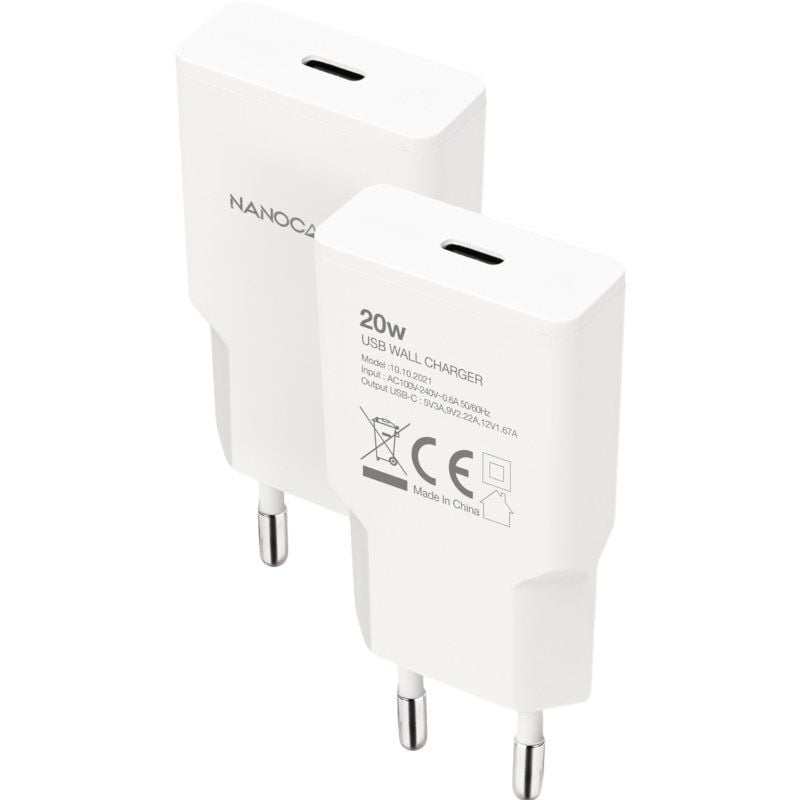 Cargador de Pared Nanocable 10.10.2021/ 1xUSB Tipo-C/ 20W/ Blanco - Imagen 2