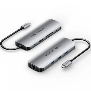Docking USB Tipo-C Vention TQLHB/ 1xHDMI 4K/ 3xUSB/ 1xUSB Tipo-C PD/ 1xRJ45/ 1xJack 3.5mm/ 1xLector de Tarjetas/ Gris 6922794775114 TQLHB VEN-DOCK TQLHB