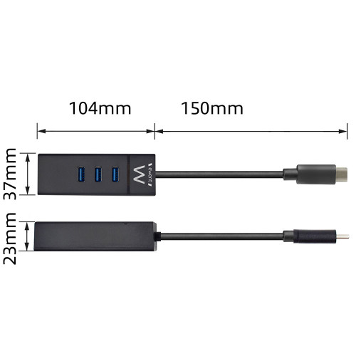 Ewent EW1141 hub de interfaz USB 3.2 Gen 1 (3.1 Gen 1) Type-C 5000 Mbit/s Negro - Imagen 5