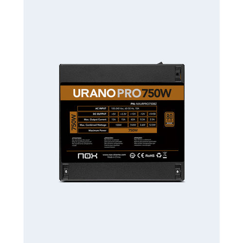 FUENTE ALIMENTACION 750W NOX URANO PRO PFC-ACTIVO 80+BRONZE 12CM ATX - Imagen 2