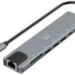 HUB EWENT USB 3.2 GEN1 USB-C DOCK 8-1 HDMI 4K 2XUSB-C 2XUSB-A LAN CARD READER 8052101431582 EW1146