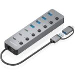 Hub USB Tipo-C + USB 3.1 Aisens ASUC-8P043-GR/ 4xUSB/ 3xUSB Tipo-C/ 1xUSB Tipo-C PD/ Gris 8435739905074 ASUC-8P043-GR AIS-HUB ASUC-8P043-GR