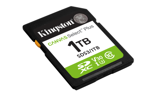 Kingston Technology 1 TB SDXC Canvas Select Plus Gen3 150 MB/s C10 UHS-I U3 V30 - Imagen 2
