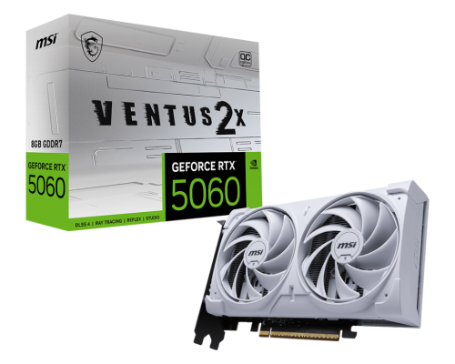 MSI GeForce RTX 5060 8G VENTUS 2X OC WHITE NVIDIA 8 GB GDDR7 4711377344296 | P/N: 912-V537-003 | Ref. Artículo: 1398306
