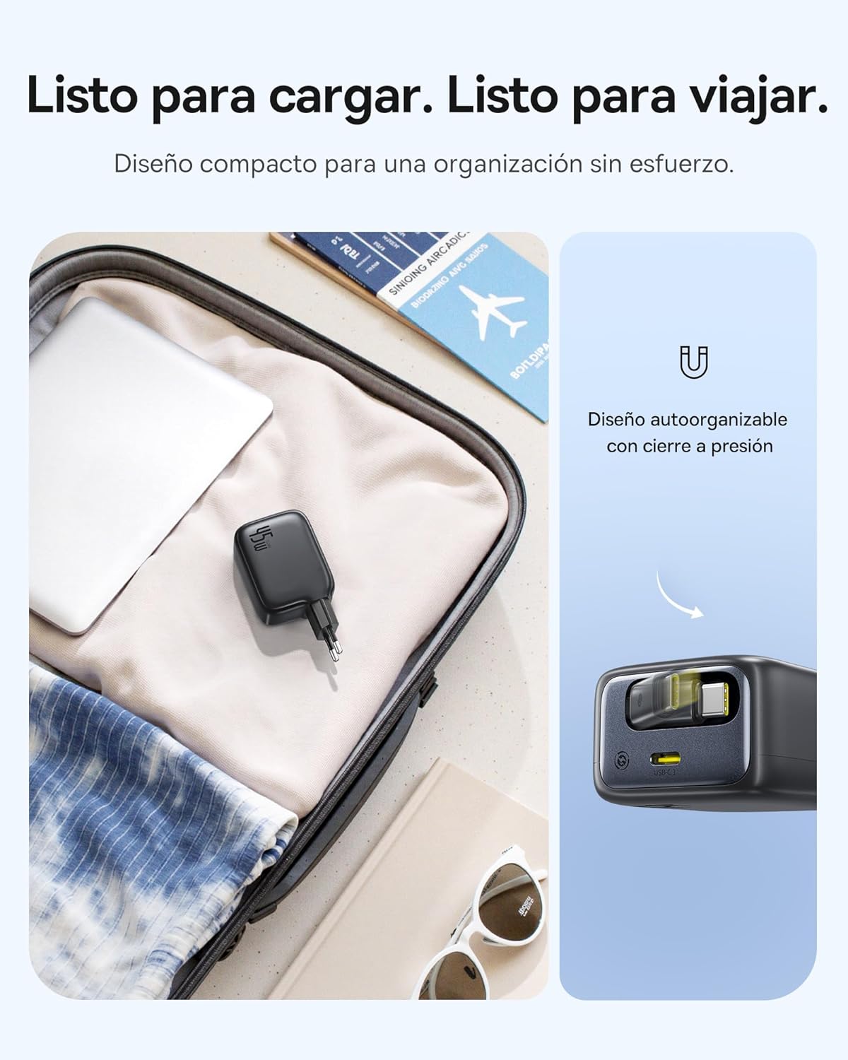 OS-BASEUS ENERCORE CJ11 FAST CHARGER WITH RETRACTABLE CABLE 2C 45W EU COSMIC BLACK - Imagen 4