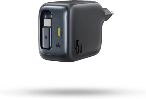 OS-BASEUS ENERCORE CJ11 FAST CHARGER WITH RETRACTABLE CABLE 2C 45W EU COSMIC BLACK 6932172695484 | P/N: E0120G00 | Ref. Artículo: 1406095