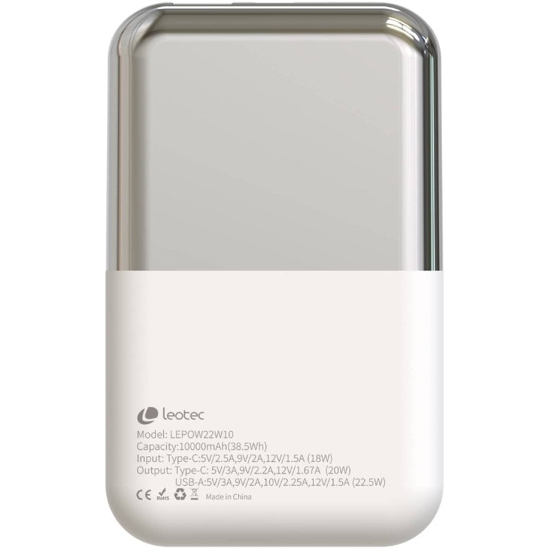 Powerbank 10000mAh Leotec LEPOW22W10WS/ 22.5W/ Blanco y Plata/ Incluye Cable USB Tipo-C - Imagen 3