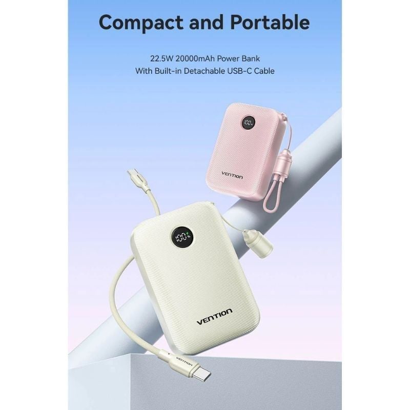Powerbank 20000mAh Vention FKBL0-C/ 22.5W/ Azul/ Incluye Cable USB Tipo-C - Imagen 2