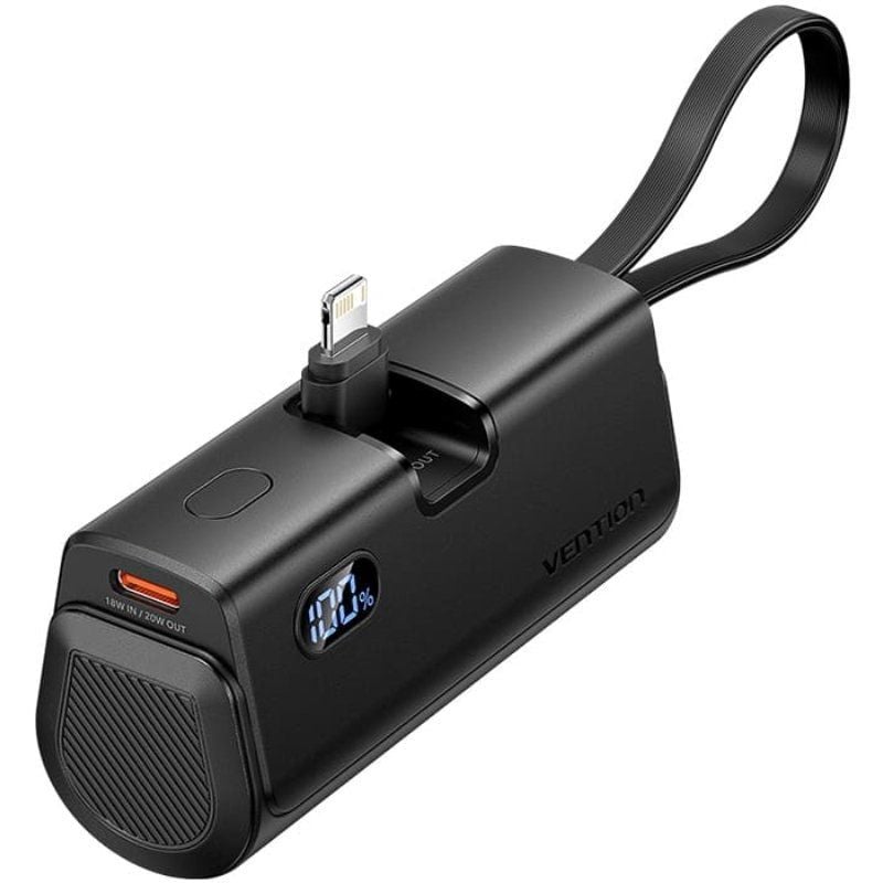 Powerbank 4800mAh Vention FHRB0/ 22.5W/ Negra/ Incluye Cable USB Tipo-C y Lightning 6922794784598 FHRB0 VEN-BAT FHRB0
