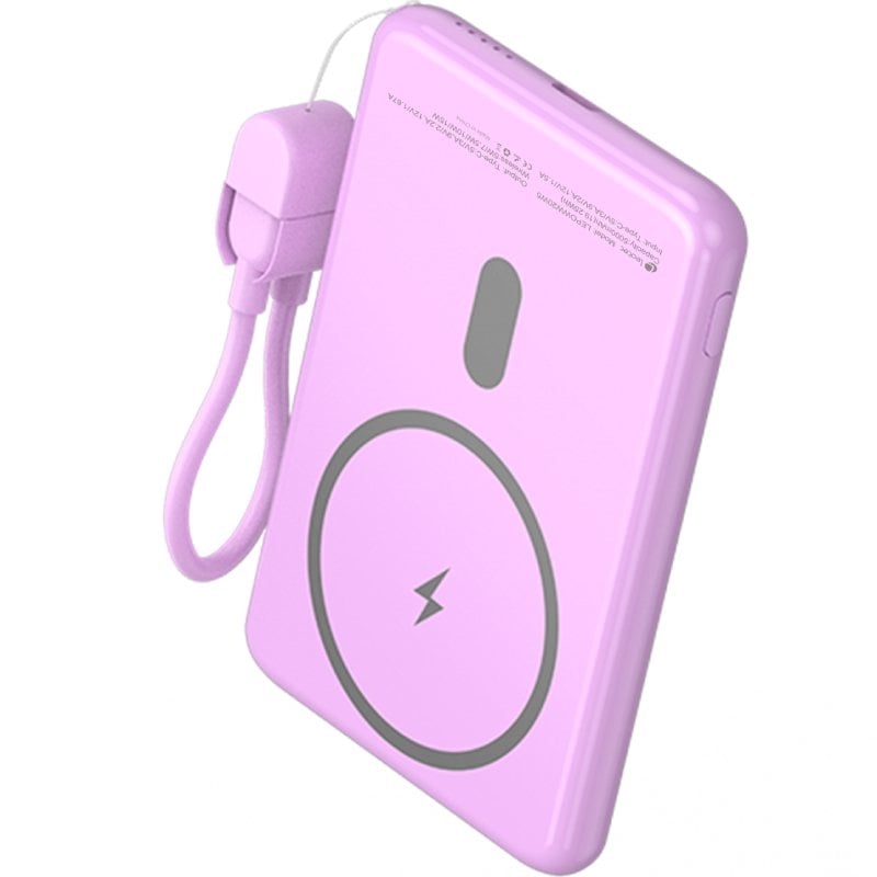 Powerbank 5000mAh Leotec LEPOWW20W5P/ 20W/ Wireless/ Púrpura/ Incluye Cable USB Tipo-C - Imagen 4