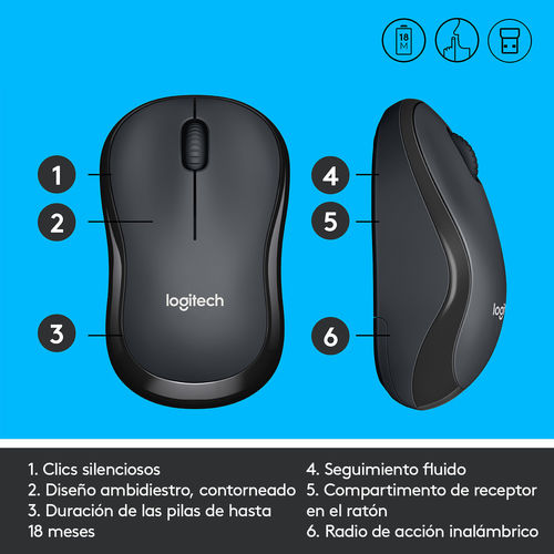 RATON LOGITECH M220 SILENT INALAMBRICO NEGRO - Imagen 6