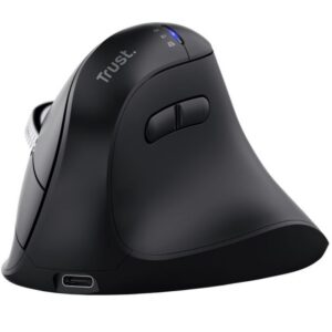 Ratón Vertical Inalámbrico Trust Vyran 26107/ Batería recargable/ Hasta 3200 DPI 8713439261073 26107 TRU-MOU VYRAN ERGO BK